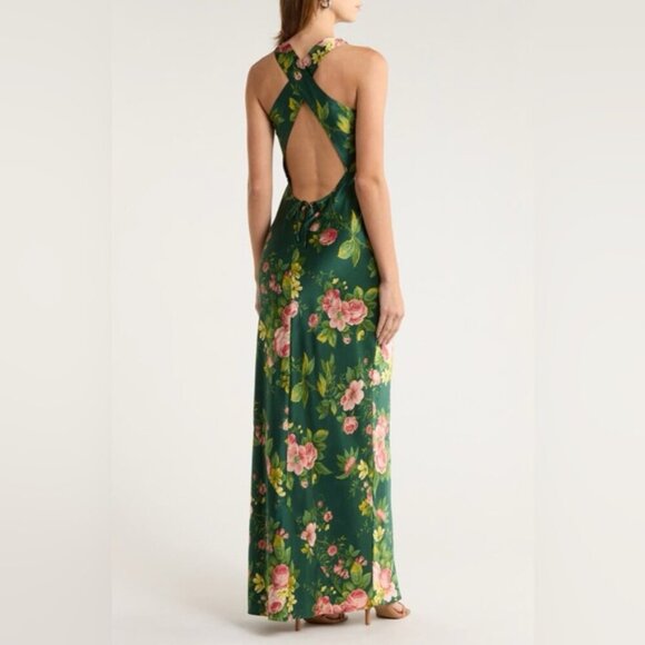NEW Reformation Anaiis Silk Backless Long Dress Belvedere Green Floral US 2 UK 6 - Picture 11 of 15